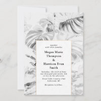 Convite para Casamento Tropical Monstera Branca Br