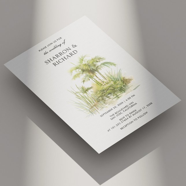 Convite para Casamento Tropical Palm Greenery (Tropical Palm Greenery Wedding Invitation Personalized)