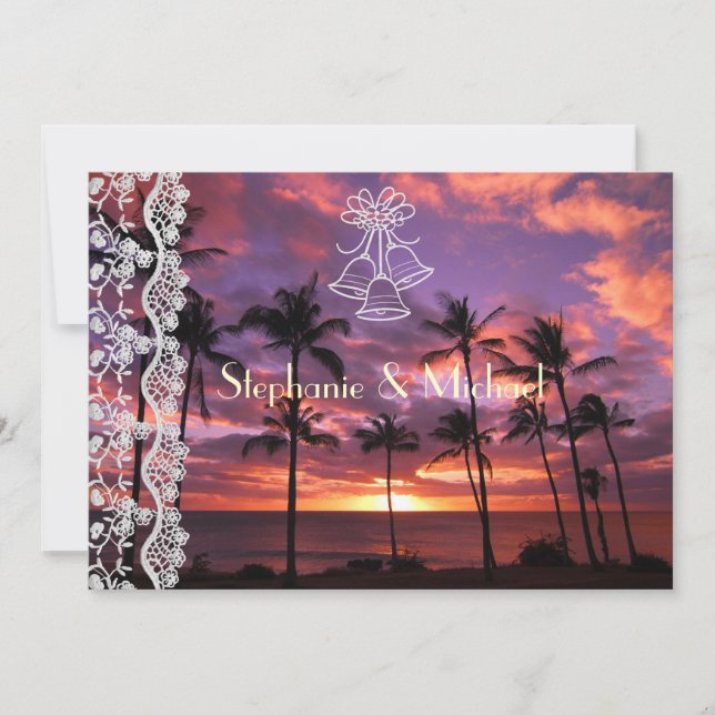 Convite para Casamento Tropical Sunset (Frente)