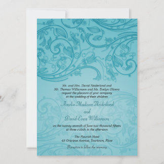Convite para Casamento Turquesa Flourish