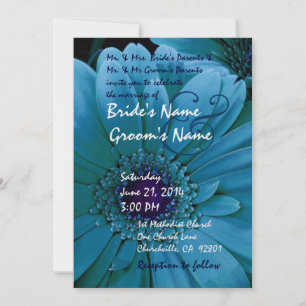 Convite para Casamento TURQUOISE Gerbera Daisy