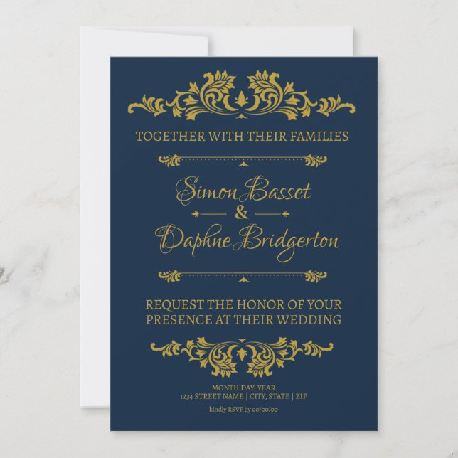 Convite Para Casamento: Um Caso Dourado (Frente)