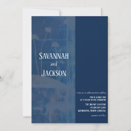 Convite para Casamento Único de Flor Azul Art