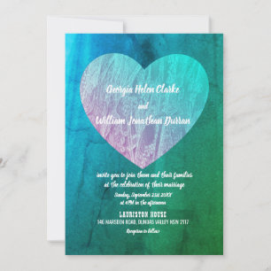 Convite para Casamento Verde Azul Elegante