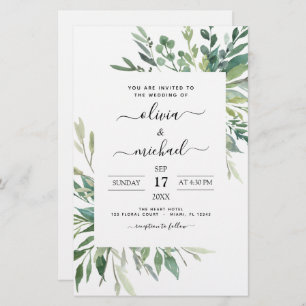 Convite para Casamento Verde Botânico