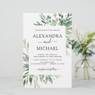 Convite para Casamento Verde Botânico