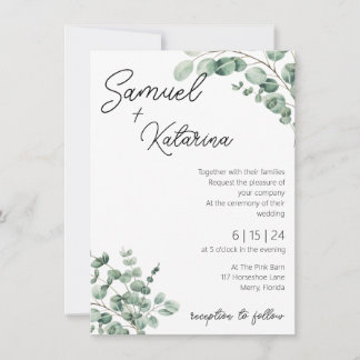 Convite para Casamento Verde com Detalhes