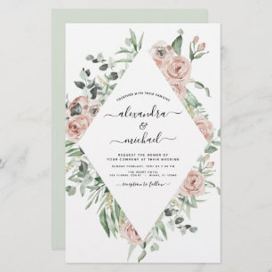 Convite para Casamento Verde com Dusty Pink