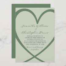 Convite para Casamento Verde da Elegante Heart Sag