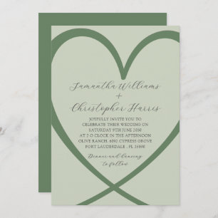 Convite para Casamento Verde da Elegante Heart Sag