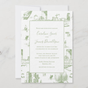 Convite para Casamento Verde da Sage em Boston