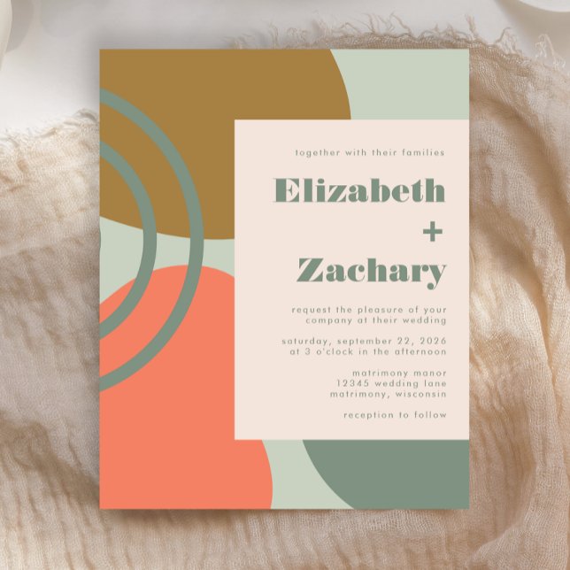 Convite para Casamento Verde de Abstrato de Orçame (Criador carregado)