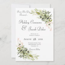 Convite para Casamento Verde de Buquês de Branch