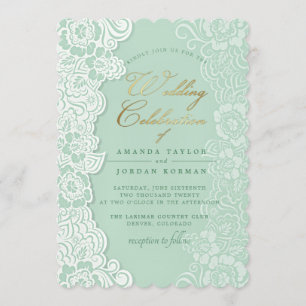 Convite para Casamento Verde de Casa Verde de Lace