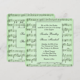 Convite para Casamento Verde de Música Folha