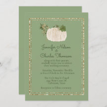 Convite para Casamento Verde de Pumkin Branco