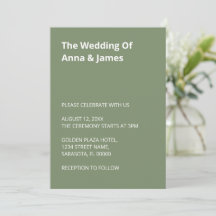 Convite para Casamento Verde de Sábio Moderno Simp