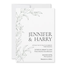 Convite para Casamento Verde de Sage Minimalista