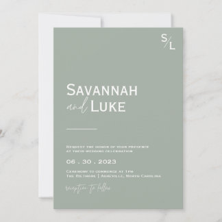 Convite para Casamento Verde de Sage Minimalista