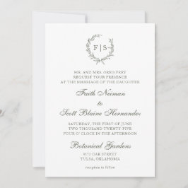 Convite para Casamento Verde de Sage Tradicional