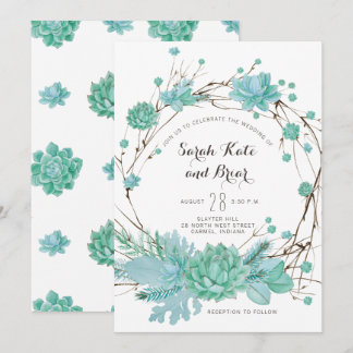Convite para Casamento Verde de Suculência Botânic