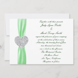 Convite para Casamento Verde do Coração Diamante