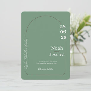 Convite para Casamento Verde e Branco Moderno
