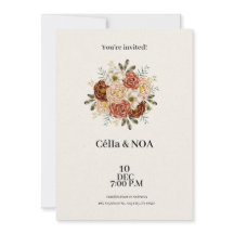 Convite para Casamento Verde e Castanho Moderno