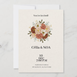 Convite para Casamento Verde e Castanho Moderno