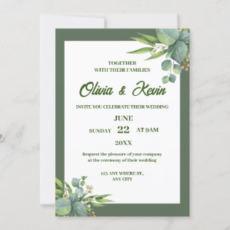 convite para casamento verde e luxuoso