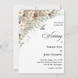 Convite para Casamento Verde e Ouro