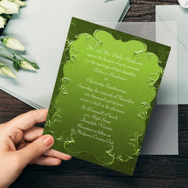 Convite para Casamento Verde Elegante (Criador carregado)