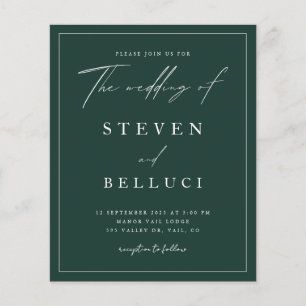 Convite para Casamento Verde Emerald no Script de 