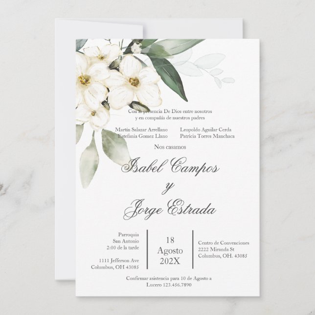 Convite para Casamento Verde Espanhol (Frente)