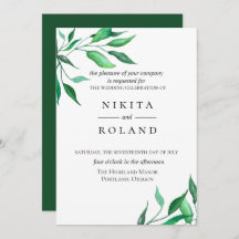 Convite para Casamento Verde Minimalista Moderno