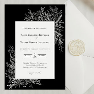 Convite para Casamento Verde Negro e Branco