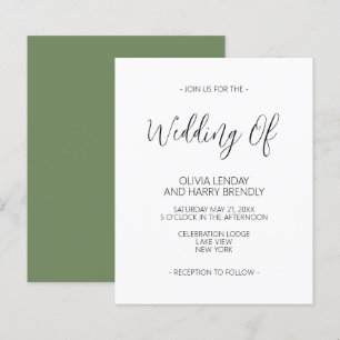Convite para Casamento Verde Oleícola Elegante de