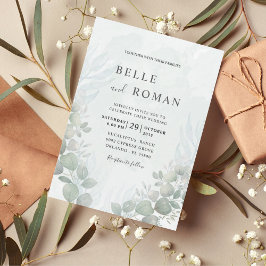 Convite para Casamento Verde Rustic Eucalyptus Sag