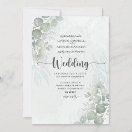 Convite para Casamento Verde Rustic Eucalyptus Sag