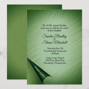 Convite para Casamento Verde Shimmering