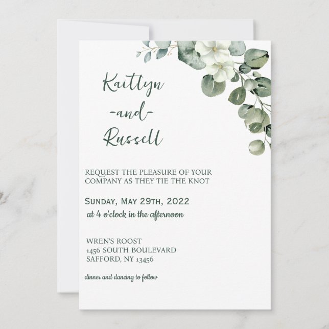 Convite para Casamento Verde Simples (Frente)