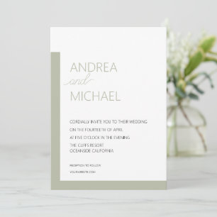 Convite para Casamento Verde Simples Sage