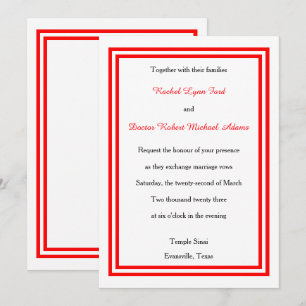 Convite para Casamento Vermelho Duplo - 5x7x7