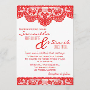Convite para Casamento Vermelho e Branco