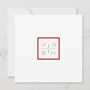 Convite para Casamento Vermelho em Grade Moderna