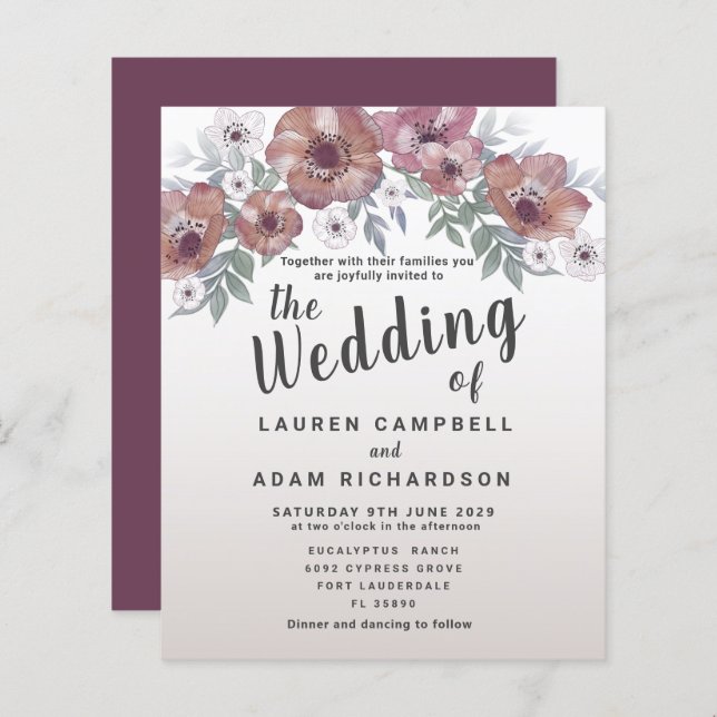 Convite para Casamento Vermelho Laranja Vermelho R (Frente/Verso)