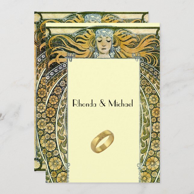 Convite para Casamento Vintage Art Deco (Frente/Verso)