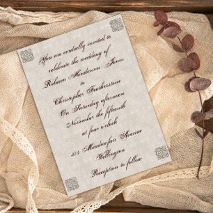 Convite para Casamento vintage Beige Elegante