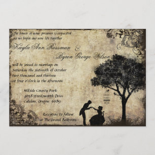 Convite para Casamento vintage da Proposta a Preto