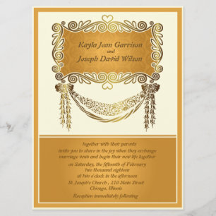 Convite para Casamento vintage de 6,5 x 8,75"